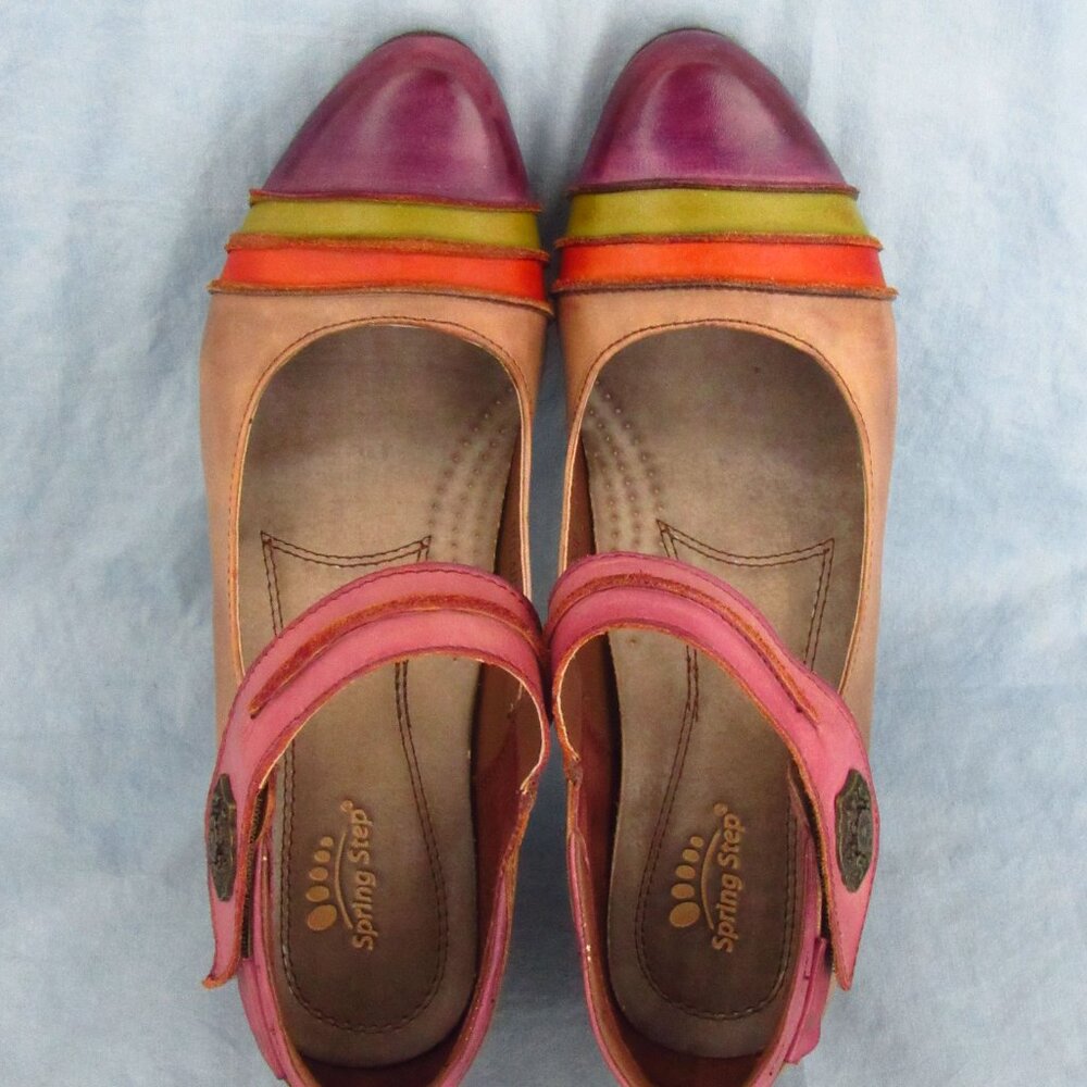 Spring Step “Hulahoop” Multi-Colored Leather Mary Janes (Eu Size 38; See Note) View 2